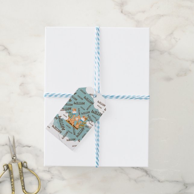 Étiquettes-cadeau Aquarelle bébé Giraffe, Safari Animaux Anniversair (Avec de laficelle)