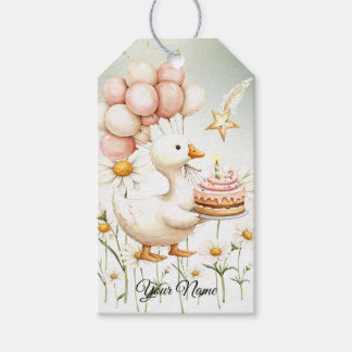 Étiquettes-cadeau Aquarelle Bébé Oie blanche Anniversaire fête migno
