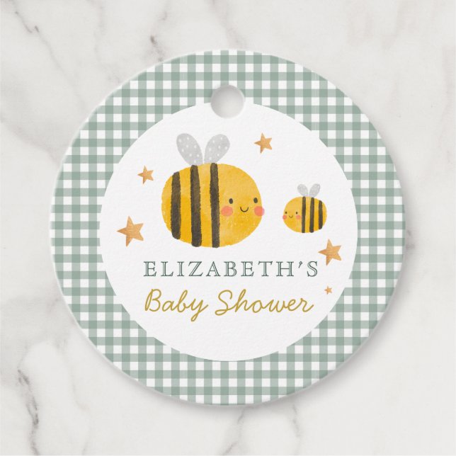 Étiquettes Cadeau Aquarelle Bee Honey Baby shower sucré (Devant)