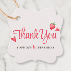 Étiquettes Cadeau Aquarelle Berry fraise Premier anniversaire
