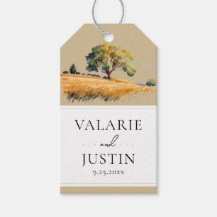 Étiquettes-cadeau Aquarelle Blé Arbres Mariage de l'Ouest