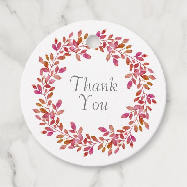 Étiquettes Cadeau Aquarelle bleu d'automne Feuilles Wreath 2 (Devant)