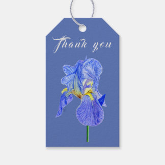 Étiquettes-cadeau Aquarelle Bleu Merci Iris