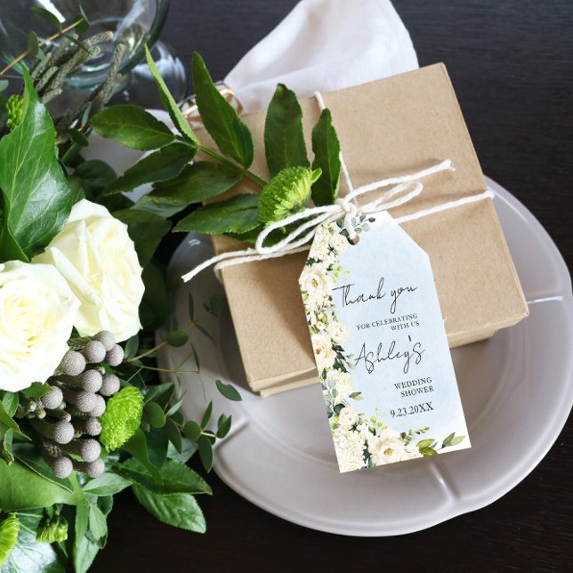 Étiquettes-cadeau Aquarelle Bleu Rose Blanc Mariage Favoriser Merci (Créateur téléchargé)