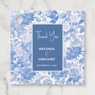 Étiquettes Cadeau Aquarelle bleue Mariage de fleurs botaniques