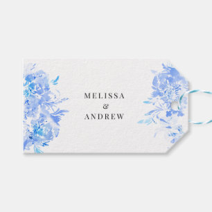 Étiquettes-cadeau Aquarelle bleue Merci Mariage moderne