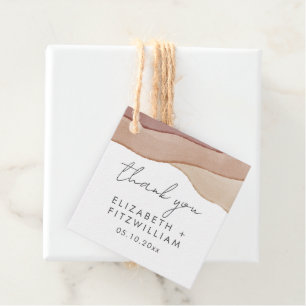 Étiquettes Cadeau Aquarelle Boho Abstraite Merci rouille