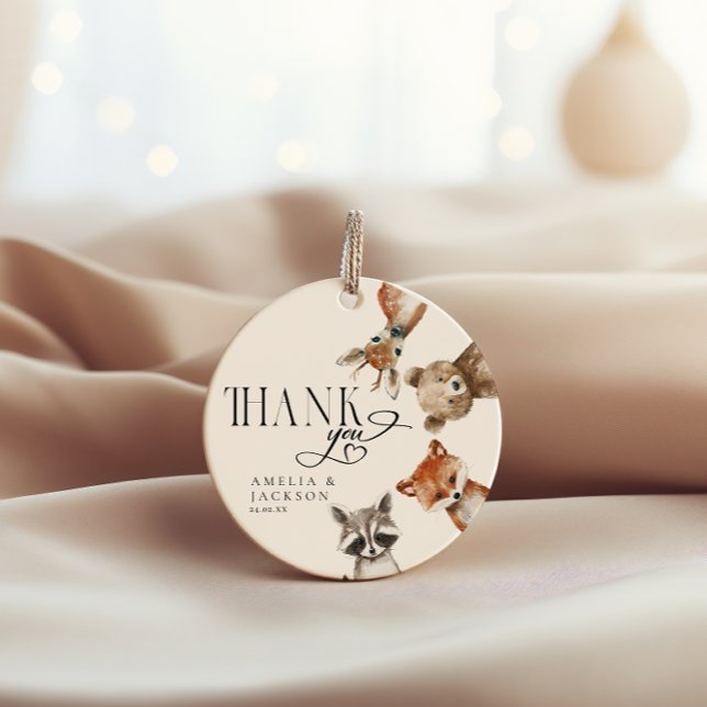 Étiquettes Cadeau Aquarelle Bois Animaux Merci (Créateur téléchargé)