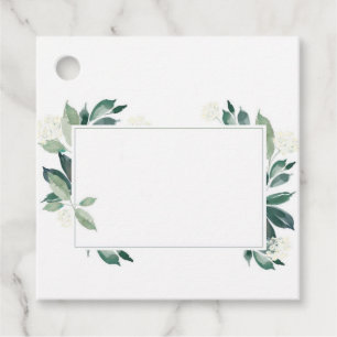 Étiquettes Cadeau Aquarelle botanique verte feuillue
