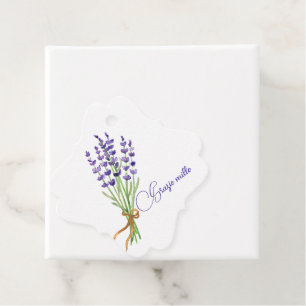 Étiquettes Cadeau Aquarelle Bouquet Purple Lavande Grazie Mille