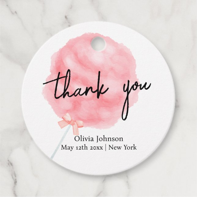 Étiquettes Cadeau Aquarelle Bow Cotton Baby shower bonbon (Devant)
