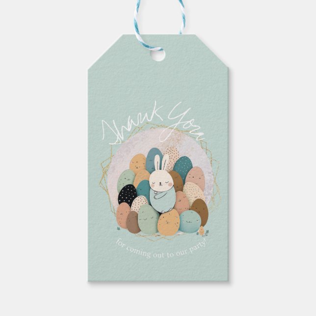 Étiquettes-cadeau Aquarelle Bunny Merci de Pâques Baby shower Boh (Devant)