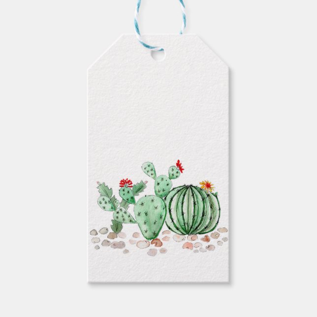 Étiquettes-cadeau aquarelle, cactus (Devant)
