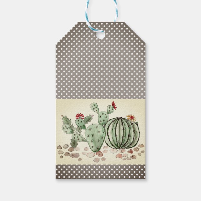 Étiquettes-cadeau aquarelle, cactus (Devant)