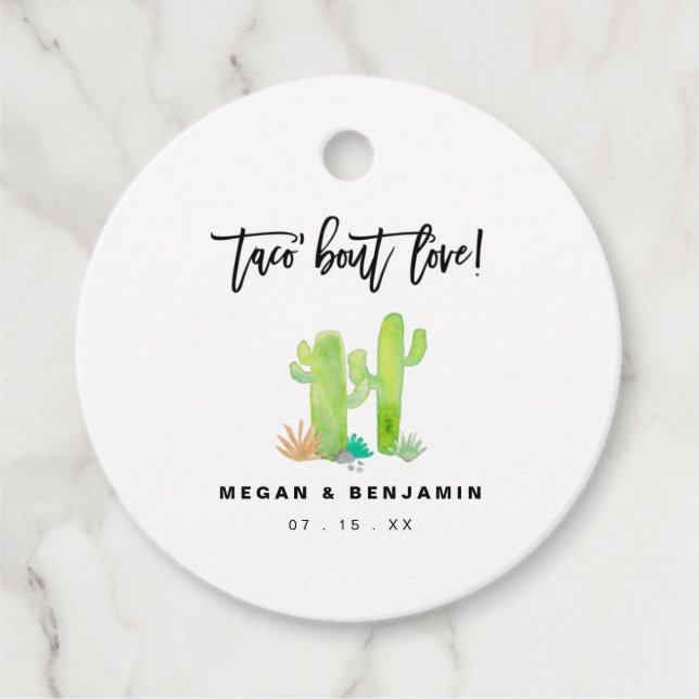 Étiquettes Cadeau Aquarelle Cactus Taco Bout Love Mariage (Devant)