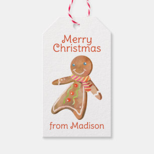 Étiquettes-cadeau Aquarelle Chevron Christmas Gingerbread Tags cadea