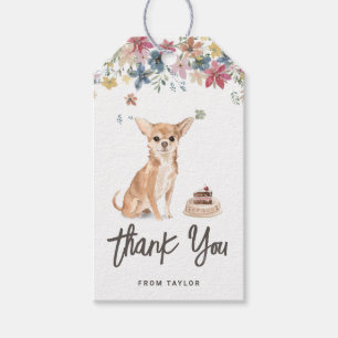 Étiquettes-cadeau Aquarelle Chihuahua Chien fête d'anniversaire Merc