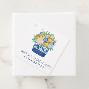 Étiquettes Cadeau Aquarelle Chinoiserie Mandarins Cadeau de Noël