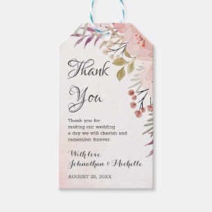Étiquettes-cadeau Aquarelle Christian Blush rose Mariage Floral