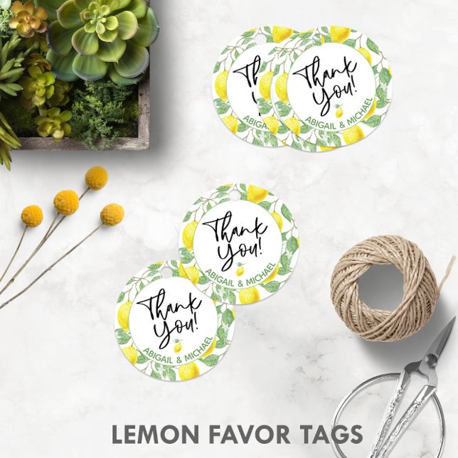 Étiquettes Cadeau Aquarelle citron 🍋 Baby shower non sexiste (Watercolor Lemon Tree 🍋Gender-Neutral Baby Shower Favor Tags
)