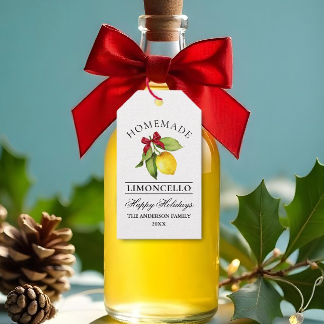 Étiquettes-cadeau Aquarelle Citron fait maison vacances Limoncello (Customize to change text size, text style or to add more text to back of tag.)