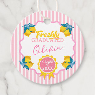 Étiquettes Cadeau Aquarelle Citron Fraîchement Diplômé Fête de Promo