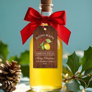 Étiquettes-cadeau Aquarelle Citron Limoncello Bois Imprimer Noël