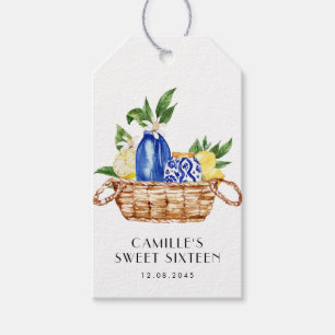 Étiquettes-cadeau Aquarelle Citron Méditerranée Panier Doux 16