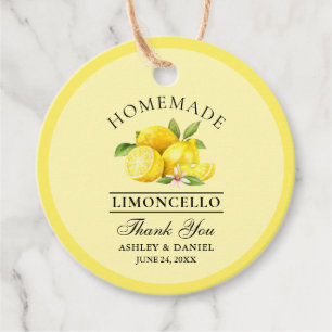 Étiquettes Cadeau Aquarelle Citrons Limoncello Mariage Merci Jaune