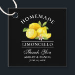 Étiquettes Cadeau Aquarelle Citrons Limoncello Merci Carré noir<br><div class="desc">Elégant aquarelle citrons fait maison Limoncello Mariage Mercis Tags</div>