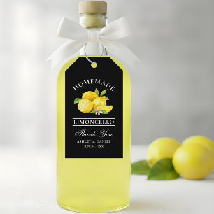 Étiquettes-cadeau Aquarelle Citrons Limoncello Merci Noir