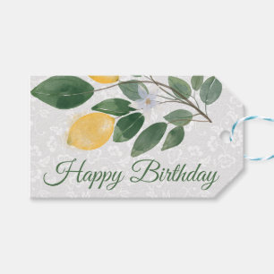 Étiquettes-cadeau Aquarelle Citrons siciliens Joyeux anniversaire