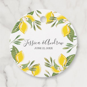 Étiquettes Cadeau Aquarelle Citrus citron Floral Rustique Jaune