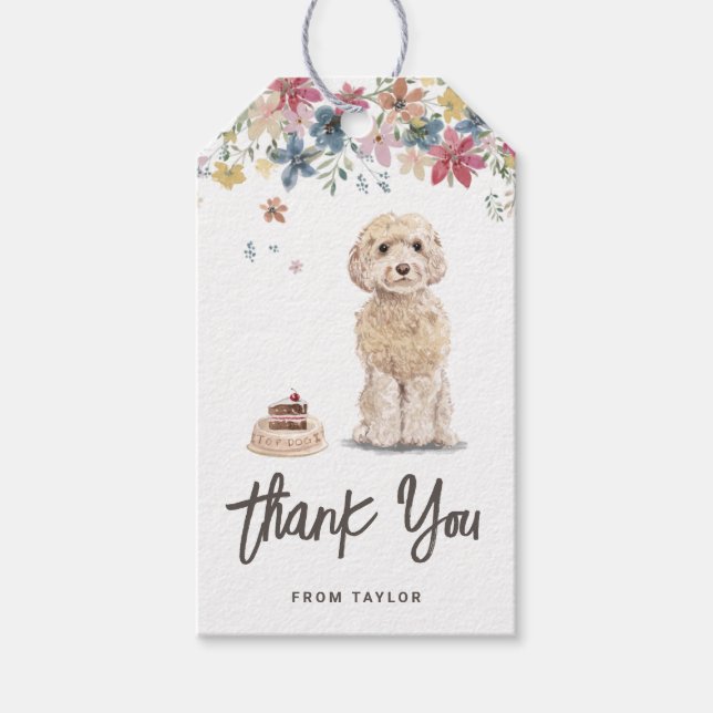 Étiquettes-cadeau Aquarelle Cockapoo Chien Merci de fête d'anniversa (Devant)