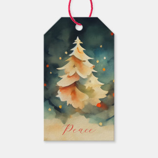 Étiquettes-cadeau Aquarelle colorée Arbre de Noël
