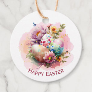 Étiquettes Cadeau Aquarelle colorée OEufs de Pâques Tags cadeaux
