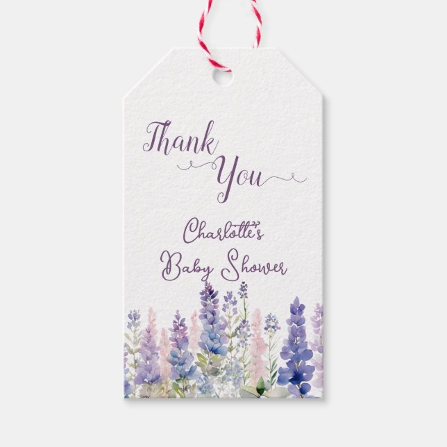 Étiquettes-cadeau Aquarelle Colorful Lupine Flowers Baby shower (Devant)