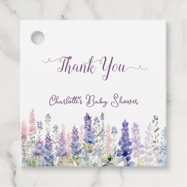 Étiquettes Cadeau Aquarelle Colorful Lupine Flowers Baby shower (Devant)