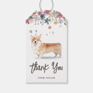 Étiquettes-cadeau Aquarelle Corgi Chien Merci de fête d'anniversaire