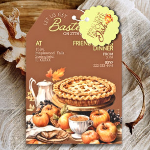 Étiquettes Cadeau Aquarelle Cosy Friendsgiving Invitation Potluck Ta