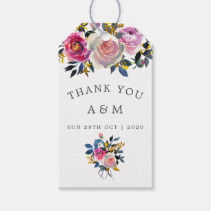 Étiquettes-cadeau Aquarelle couleur tendance Mariage floral