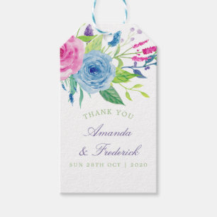 Étiquettes-cadeau Aquarelle couleur ultra violet Combo Mariage flora