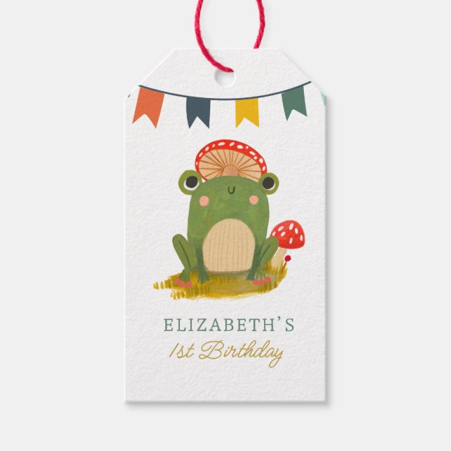 Étiquettes-cadeau Aquarelle Cute Frog Anniversaire (Devant)