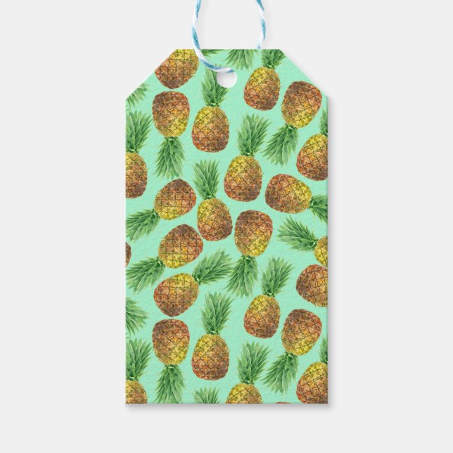 Étiquettes-cadeau Aquarelle d'ananas 2 (Devant)