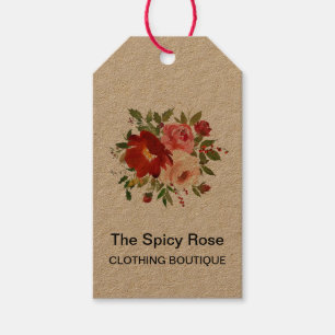 Étiquettes-cadeau Aquarelle d'artisanat Fleurs Roses Prix Tag Retail