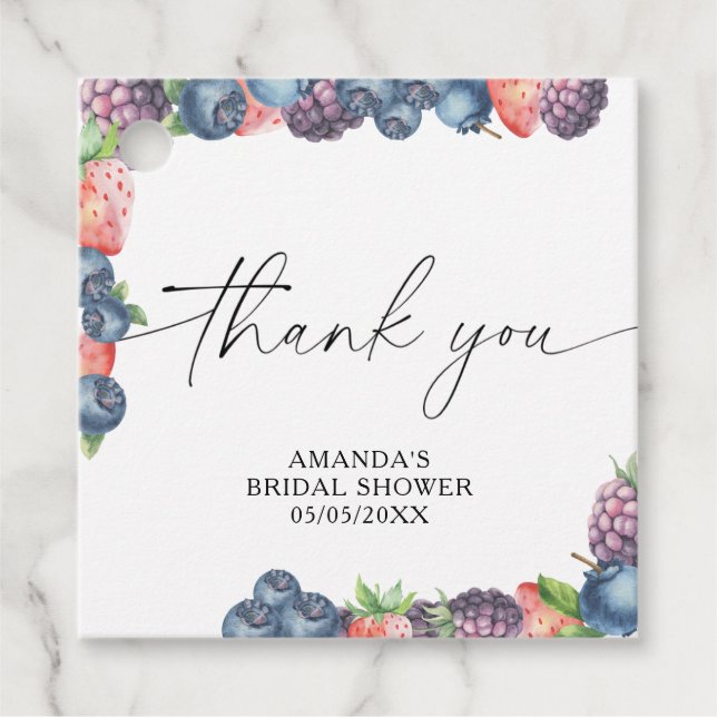 Étiquettes Cadeau Aquarelle de baies - texte de baies sucrées (Devant)