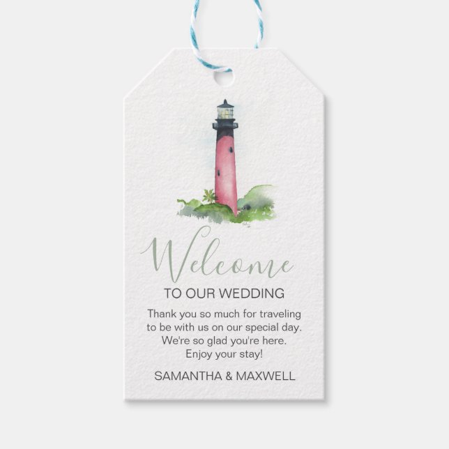 Étiquettes-cadeau Aquarelle de bienvenue de mariage de destination (Devant)