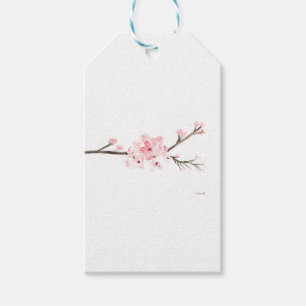 Étiquettes-cadeau Aquarelle de cerisier fleurs japonaises mariage