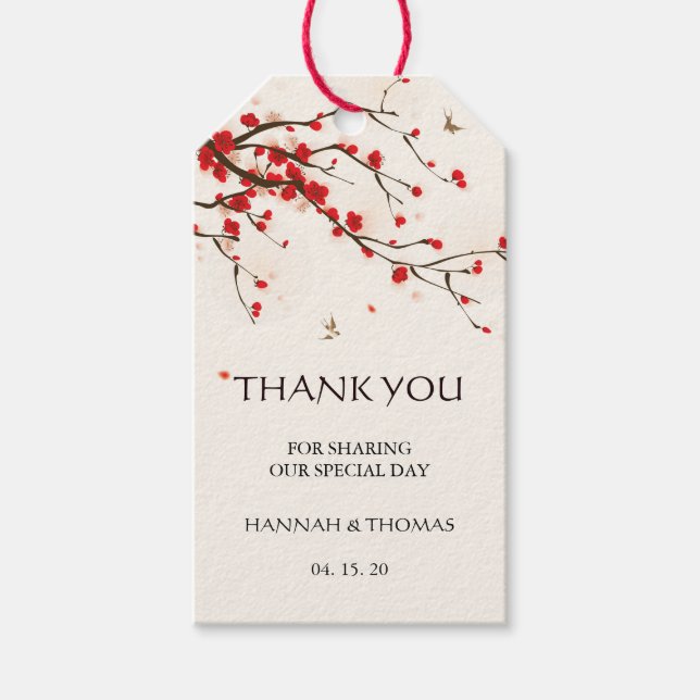 Étiquettes-cadeau Aquarelle de fleurs de cerisier Merci Floral (Devant)