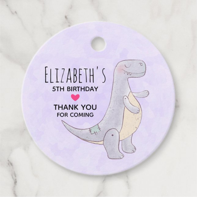 Étiquettes Cadeau Aquarelle de jouet de dinosaure préhistorique (Devant)